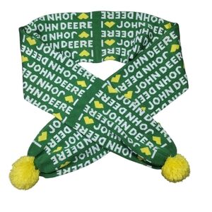 I Love John Deere Spell Out Knit Scarf w/ Pom Poms Tractors